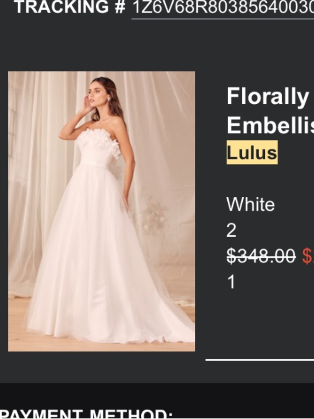 Lulu's White Strapless Floral Embellished Wedding Dress